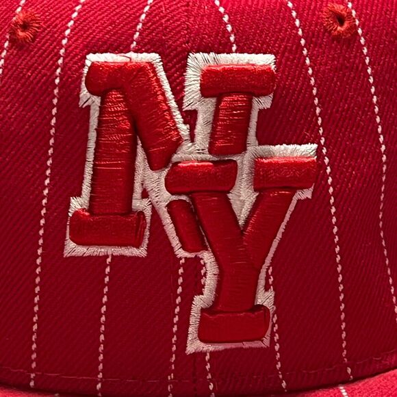 New York Yankees Steps Baseball Pro Modal Fitted Hat Mens Medium Red Striped - Picture 2 of 9
